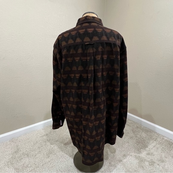 WOOLRICH Flannel Shirt Heavy Brown Southwestern Aztec Long Sleeve Mens Size XL, - Picture 5 of 16